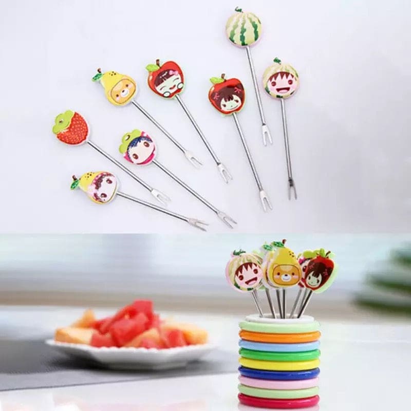 Set Of 8 Creative Cute Cartoon Stainless Steel Fruit Forks, Rainbow Cup Cake Dessert Forks, Stainless Steel Fork Holder for Fruit Snack, Fashion Fruit Sign Salad Fork Set Of 8 Creative Cute Cartoon Stainless Steel Fruit Forks, Rainbow Cup Cake Dessert Forks, Stainless Steel Fork Holder for Fruit Snack, Fashion Fruit Sign Salad Fork